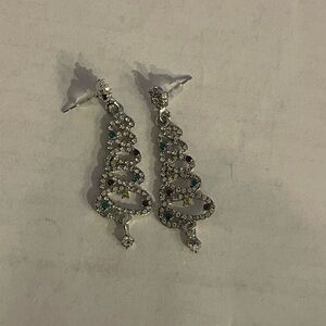 Elegant Christmas Tree Crystal Drop Earrings
